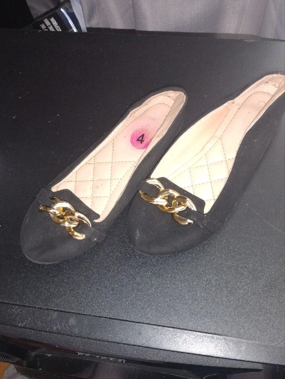 Black Kids Chain-Accent Ballet Flats